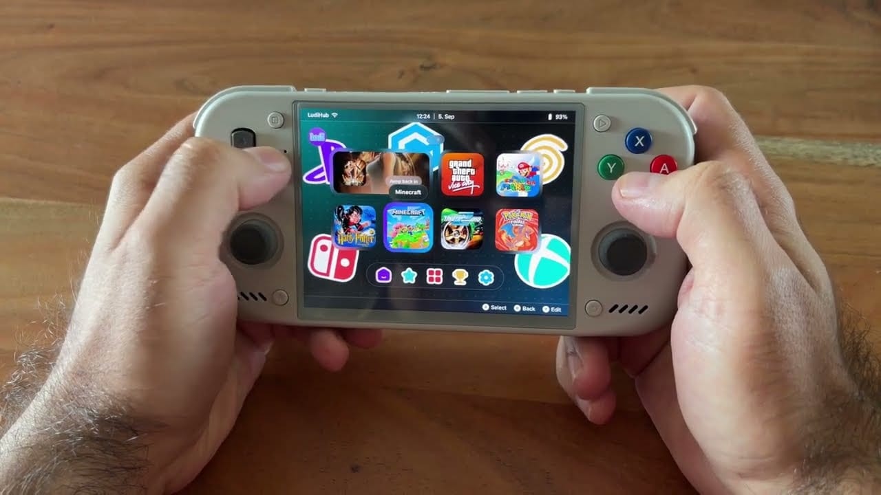 LudiHub running as the launcher on a Retroid Pocket Nova handheld